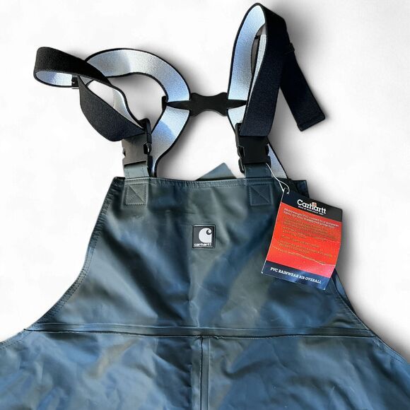 Vintsge Carhartt Mens PVC Rainwear Bib Overall Size 4XL Heavyweight NEW - Picture 2 of 12